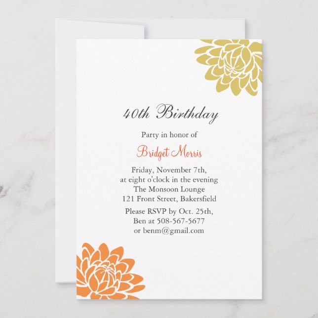 Invitación de cumpleaños de Lotus Flower (Anverso)