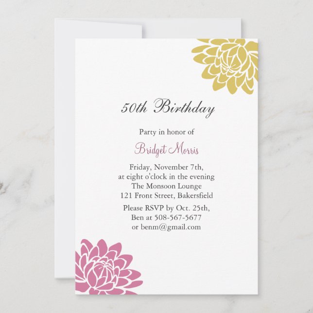 Invitación de cumpleaños de Lotus Flower (Anverso)