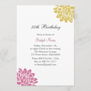 Invitación de cumpleaños de Lotus Flower