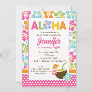 Invitación de cumpleaños de Luau