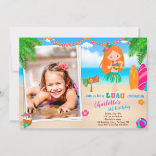 Invitación de cumpleaños de Luau a la playa de chi