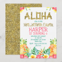 Invitación de cumpleaños de Luau, de origen hawaia