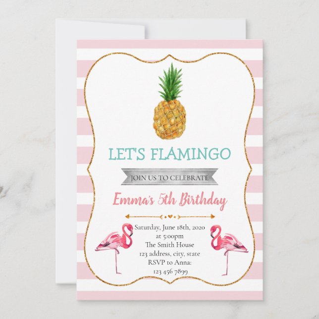 Invitación de cumpleaños de Luau en Hawái (Anverso)