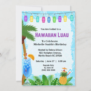 Invitación de cumpleaños de Luau en Hawái