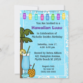 Invitación de cumpleaños de Luau en Hawái
