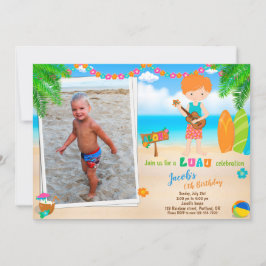 Invitación de cumpleaños de Luau fiesta de playa d