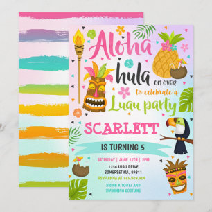 Invitación de cumpleaños de Luau Fiesta Luau de Ha