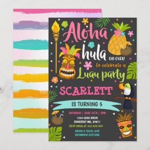 Invitación de cumpleaños de Luau Fiesta Luau de Ha