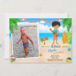 Invitación de cumpleaños de Luau Foto niño de play