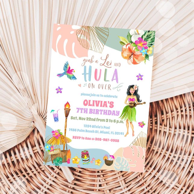 Invitación de cumpleaños de Luau hawaiano (Subido por el creador)