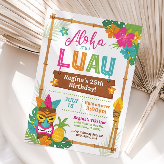 Invitación de cumpleaños de Luau Hawaiian (Luau Birthday Invitation)