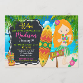 Invitación de cumpleaños de Luau invita a Aloha