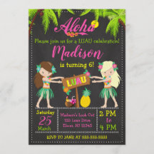 Invitación de cumpleaños de Luau invita a Aloha