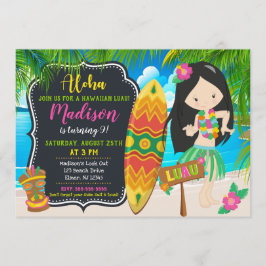 Invitación de cumpleaños de Luau invita a Aloha