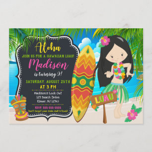 Invitación de cumpleaños de Luau invita a Aloha