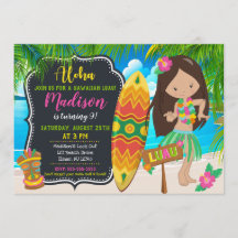 Invitación de cumpleaños de Luau invita a Aloha