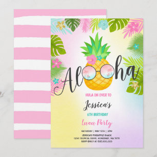 Invitación de cumpleaños de Luau Pineapple Hawaiia