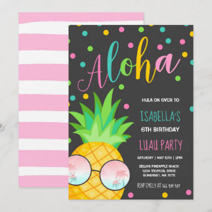 Invitación de cumpleaños de Luau Pineapple Hawaiia
