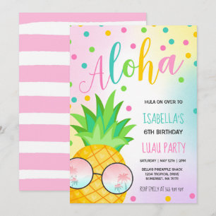 Invitación de cumpleaños de Luau Pineapple Hawaiia