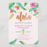 invitación de cumpleaños de luau tropical