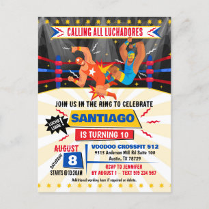 Invitación de Cumpleaños de Lucha Libre de Lucha M