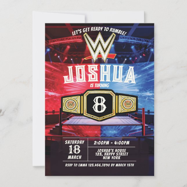 Invitación de cumpleaños de lucha libre WWE (Anverso)