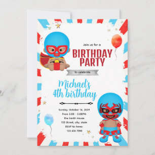 invitación de cumpleaños de luchador