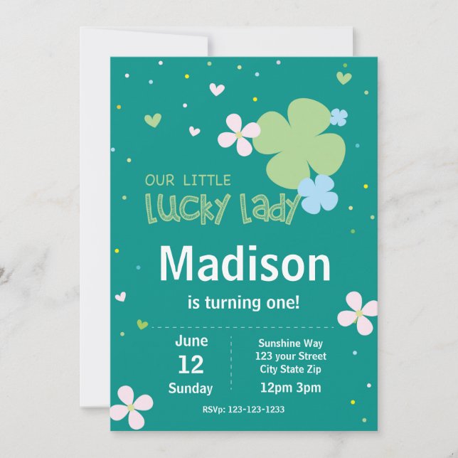Invitación de cumpleaños de Luck Lady St. Patrick' (Anverso)