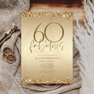 Invitación de cumpleaños de lujo dorado Sesenta y