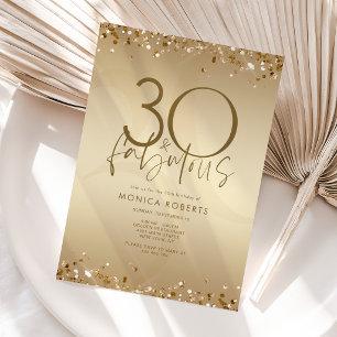 Invitación de cumpleaños de lujo dorado treinta y 