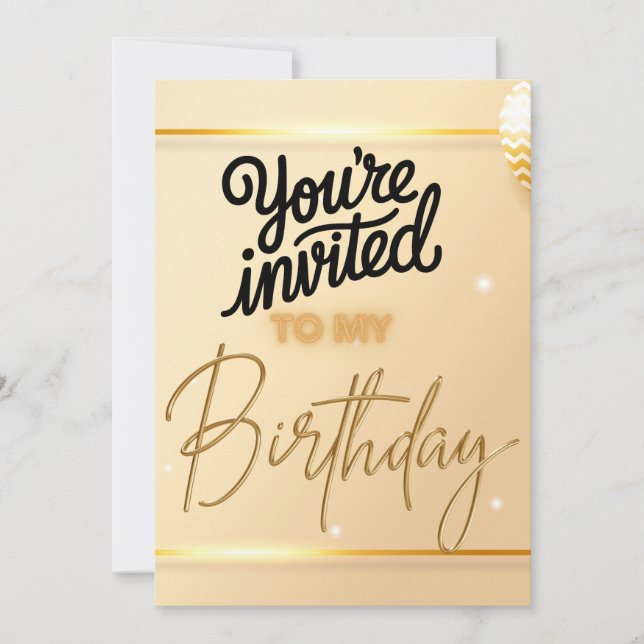 Invitación de cumpleaños de lujo - Guión elegante  (Anverso)
