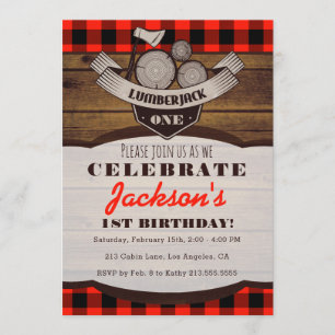 Invitación de cumpleaños de Lumberjack Flannel Woo