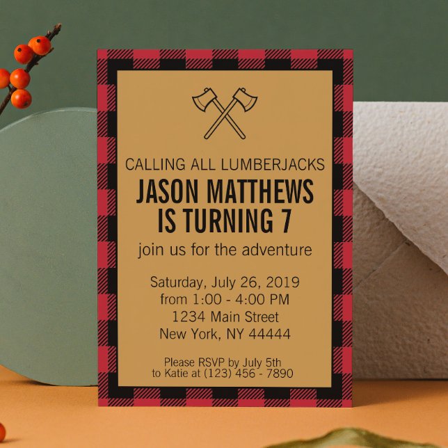 Invitación de cumpleaños de Lumberjack Plaid (Subido por el creador)