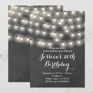 Invitación de cumpleaños de luz de cadena