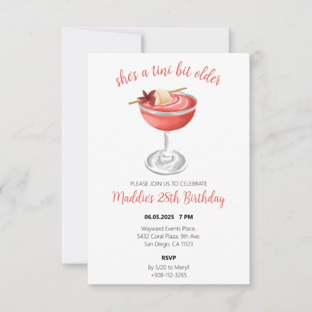 Invitación de cumpleaños de Lychee Martini (Anverso)