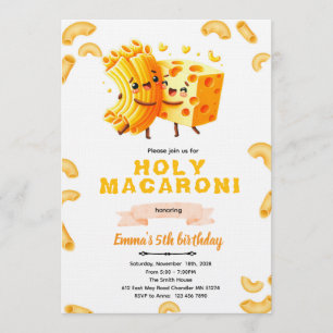 invitación de cumpleaños de macarrones con queso