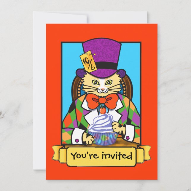 Invitación de cumpleaños de Mad hatter (Anverso)