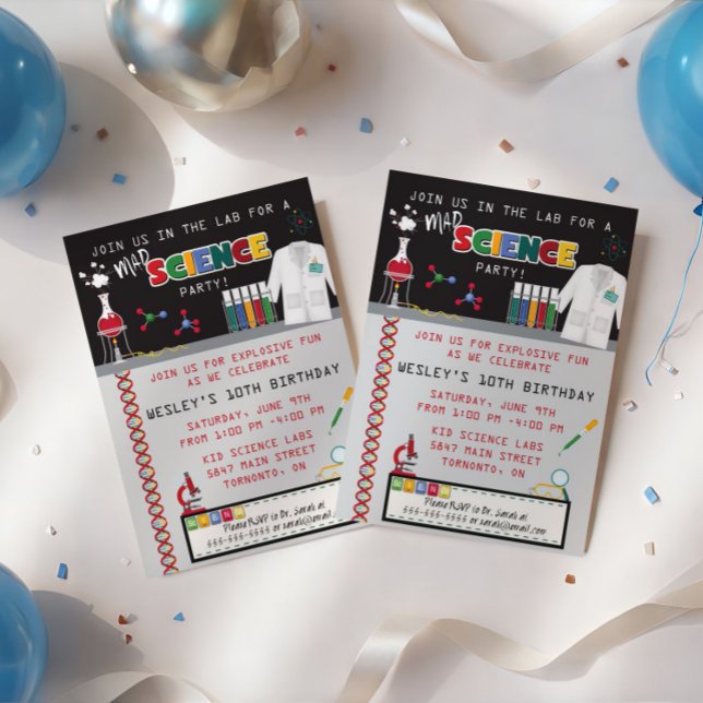 Invitación de cumpleaños de Mad Science (Subido por el creador)
