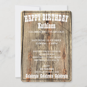 INVITACIÓN DE CUMPLEAÑOS DE MADERA DE GRAN FOTO