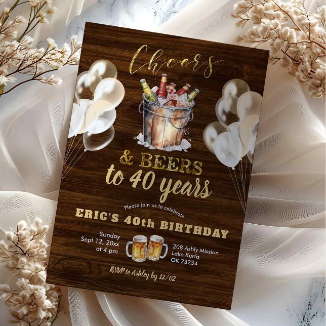 Invitación de cumpleaños de madera rústica Cheers  (Subido por el creador)