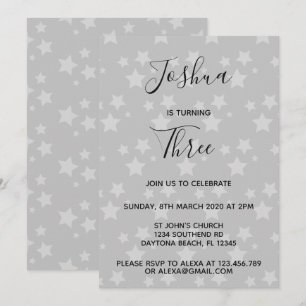 Invitación de cumpleaños de Magic Star Gray