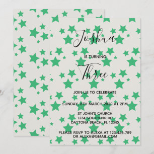 Invitación de cumpleaños de Magic Star Gray Green