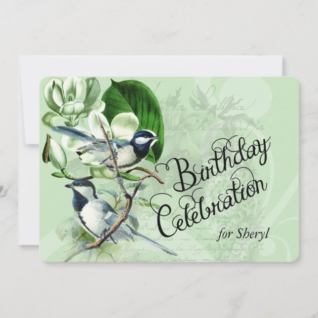 Invitación de cumpleaños de Magnolia Songbirds (Anverso)