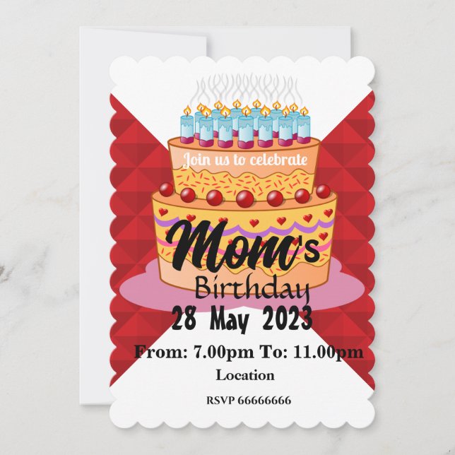 Invitación de cumpleaños de mamá (Anverso)