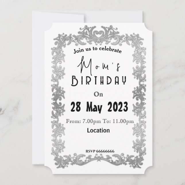 Invitación de cumpleaños de mamá (Anverso)
