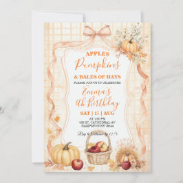 Invitación de cumpleaños de manzanas, calabazas y