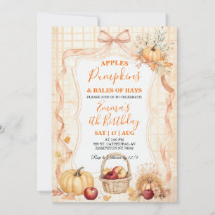 Invitación de cumpleaños de manzanas, calabazas y