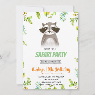 invitación de cumpleaños de mapache
