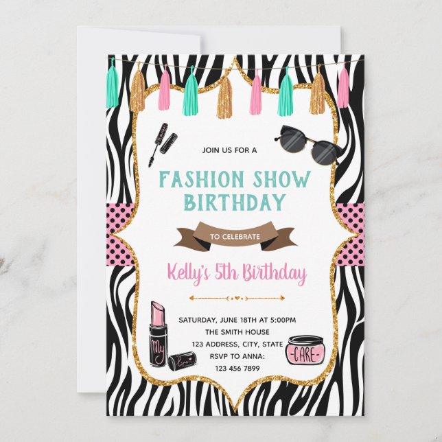 Invitación de cumpleaños de maquillaje (Anverso)