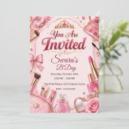 Invitación de cumpleaños de maquillaje de glamour 